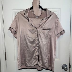 3 piece Pink and black satin PJ set